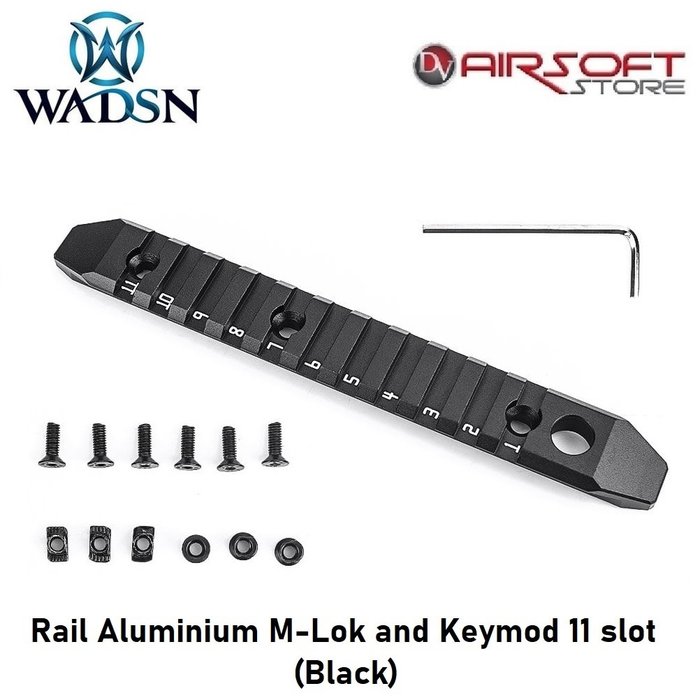 WADSN Rail Aluminium M-Lok and Keymod 11 slot (Black)
