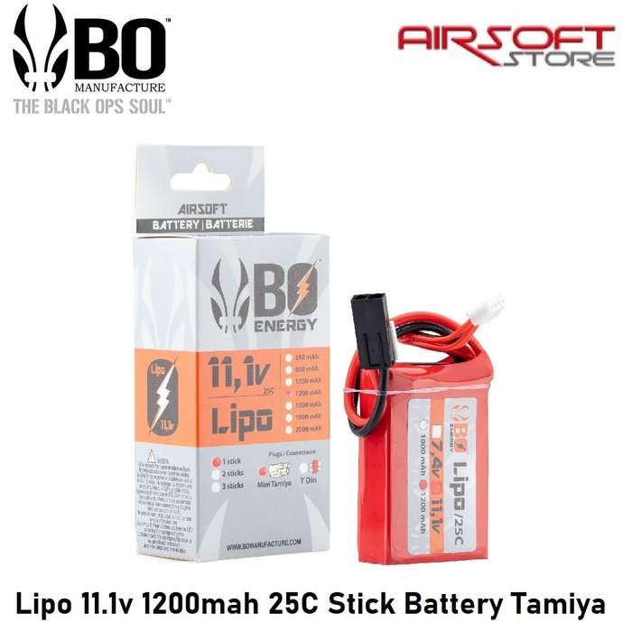 BO Lipo 11.1v 1200mah 25C Stick Battery Tamiya