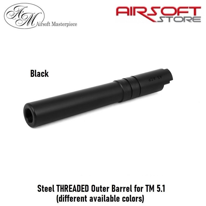 Airsoft Masterpiece Steel THREADED Outer Barrel for TM 5.1