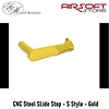Airsoft Masterpiece CNC Steel SLide Stop - S Style - Gold