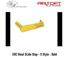 Airsoft Masterpiece CNC Steel SLide Stop - S Style - Gold