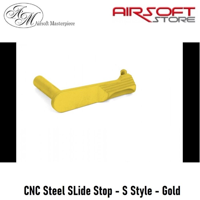 Airsoft Masterpiece CNC Steel SLide Stop - S Style - Gold