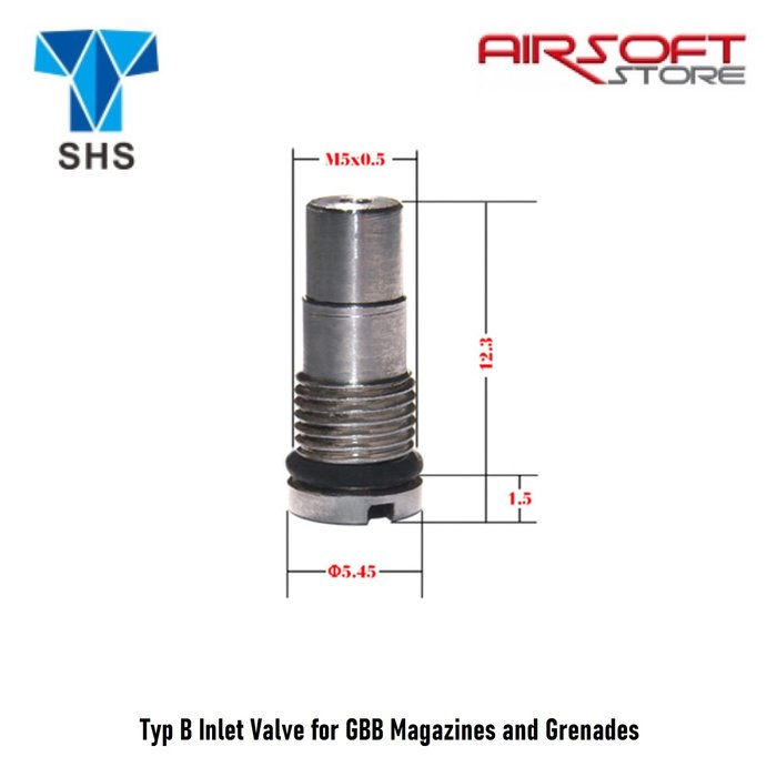 SHS Type B Inlet Valve for GBB Magazines and Grenades