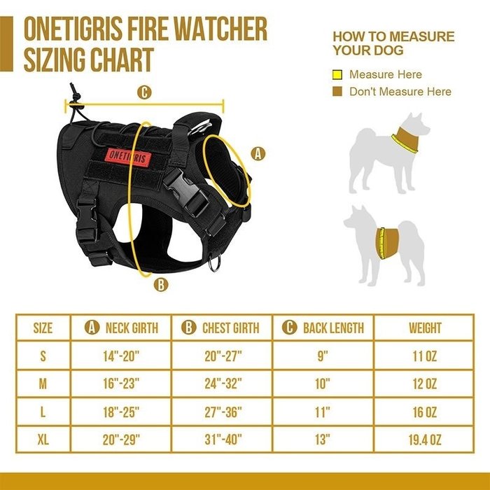 One Tigris FIRE WATCHER K9 Harness 2.0