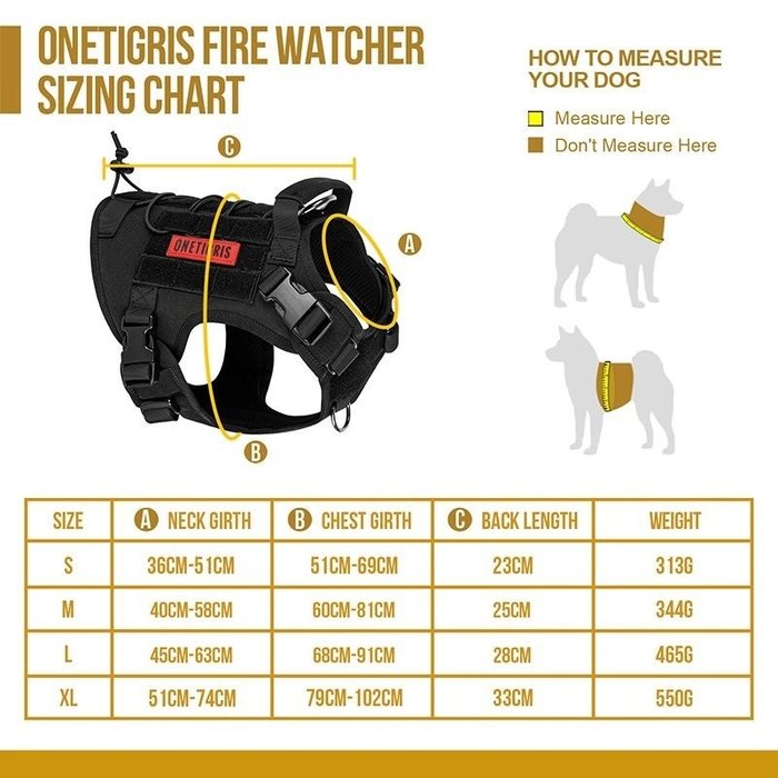 One Tigris FIRE WATCHER K9 Harness 2.0