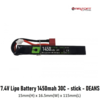 BLUEMAX 1450mAh LiPo 7.4V 30C stick deans