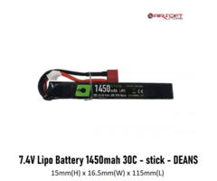 BLUEMAX 1450mAh LiPo 7.4V 30C stick deans