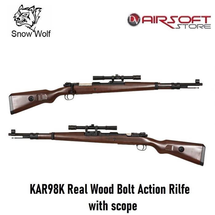 Snow Wolf KAR98K Real Wood Bolt Action Rilfe with scope