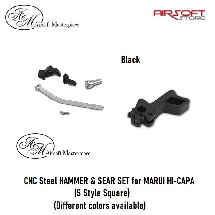 Airsoft Masterpiece CNC Steel HAMMER & SEAR SET for MARUI HI-CAPA (S Style Square)