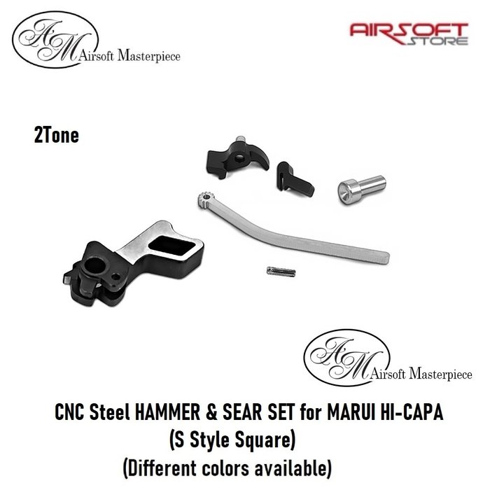 Airsoft Masterpiece CNC Steel HAMMER & SEAR SET for MARUI HI-CAPA (S Style Square)