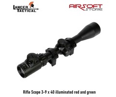 Lancer Tactical Rifle Scope 3-9 x 40 illuminated red and green