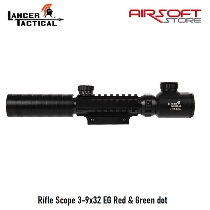 Lancer Tactical Rifle Scope 3-9x32 EG Red & Green dot