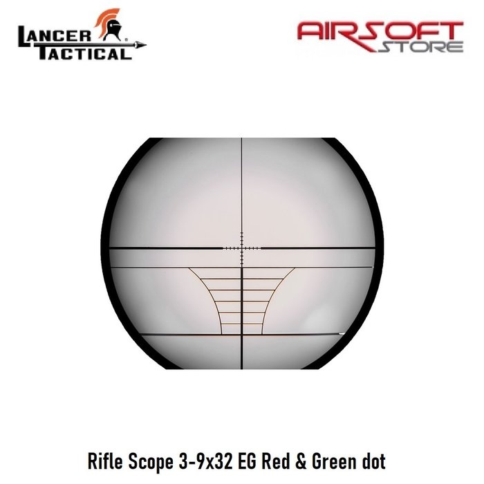 Lancer Tactical Rifle Scope 3-9x32 EG Red & Green dot