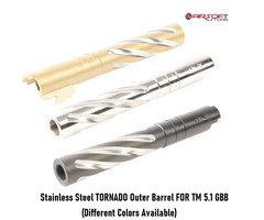 GK TACTICAL Stainless Steel TORNADO Outer Barrel FOR TM 5.1 GBB
