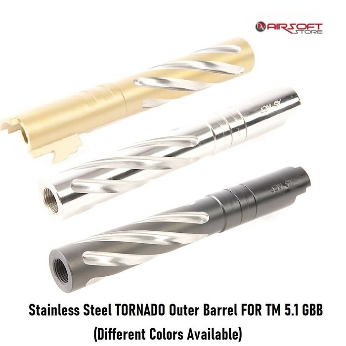 GK TACTICAL Stainless Steel TORNADO Outer Barrel FOR TM 5.1 GBB