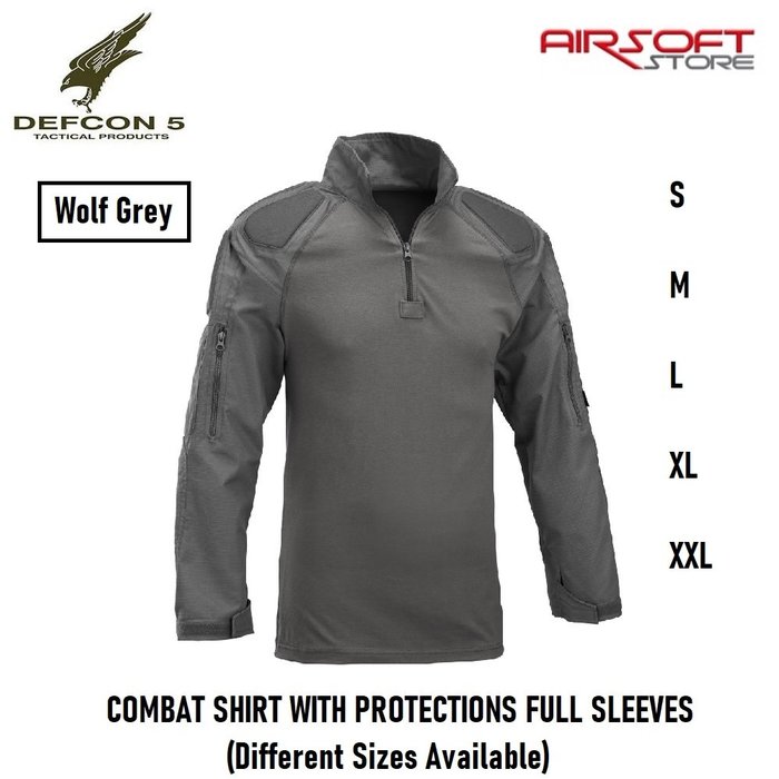 DEFCON 5 COMBAT SHIRT WITH PROTECTIONS FULL SLEEVES (Wolf Grey)