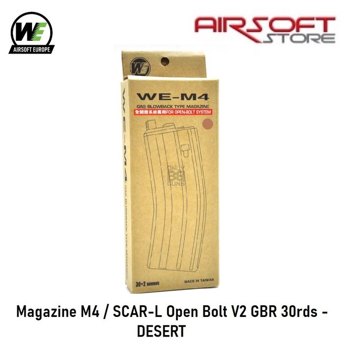 WE (Wei Tech) Magazine M4 / SCAR-L Open Bolt V2 GBR 30rds - DESERT