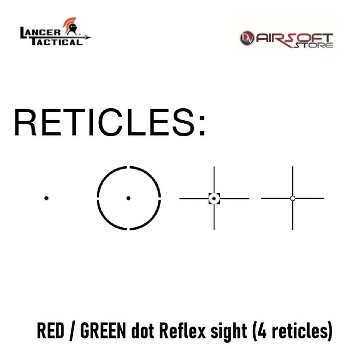 Lancer Tactical RED / GREEN dot Reflex sight (4 reticles)