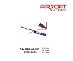 PIRATE ARMS 7.4V 1100mAh Lipo 20C Stick - Deans