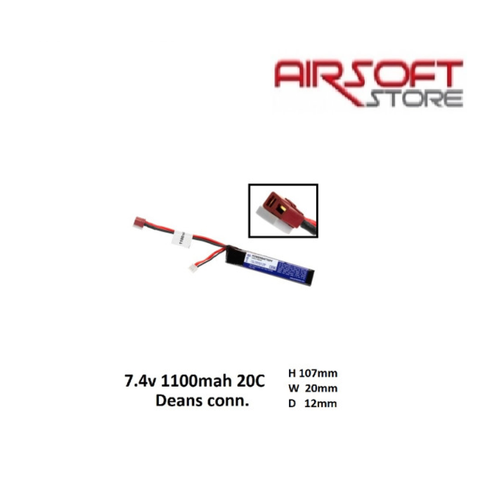 PIRATE ARMS 7.4V 1100mAh Lipo 20C Stick - Deans