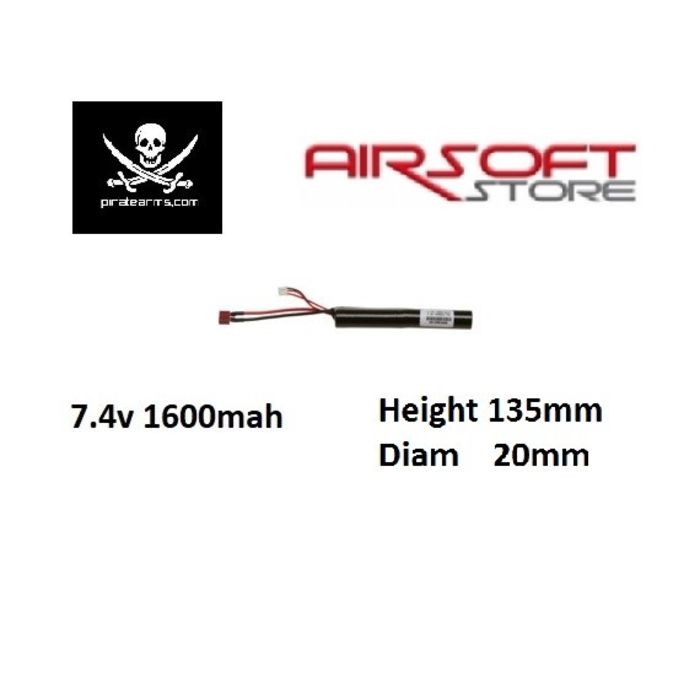 PIRATE ARMS 7.4V 1600mAh Lipo 15C - Stick - Deans