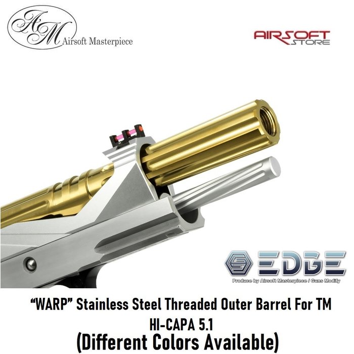 EDGE “WARP” Stainless Steel Threaded Outer Barrel For TM HI-CAPA 5.1