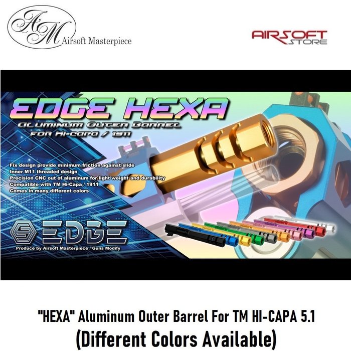 EDGE "HEXA" Aluminum Outer Barrel For TM HI-CAPA 5.1
