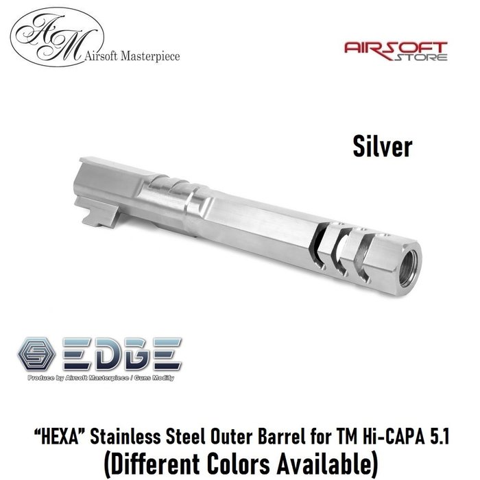 EDGE “HEXA” Stainless Steel Outer Barrel for TM Hi-CAPA 5.1