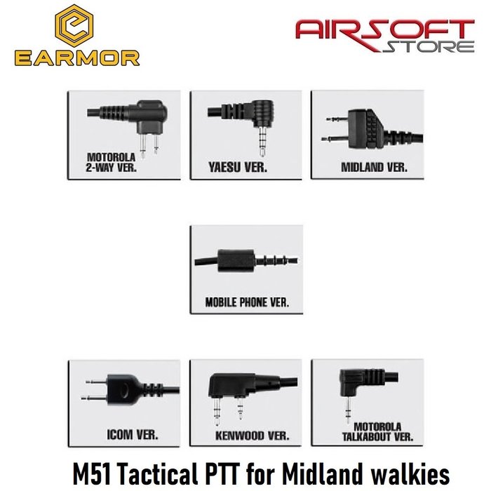 Earmor M51 Tactical PTT for Midland walkies