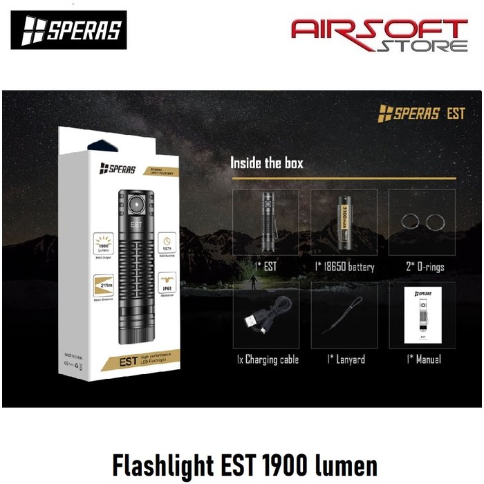 SPERAS Flashlight EST 1900 lumen