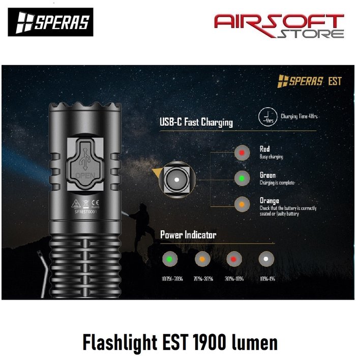 SPERAS Flashlight EST 1900 lumen