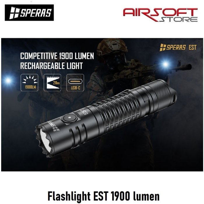 SPERAS Flashlight EST 1900 lumen + Picatinny mount + RPS kit