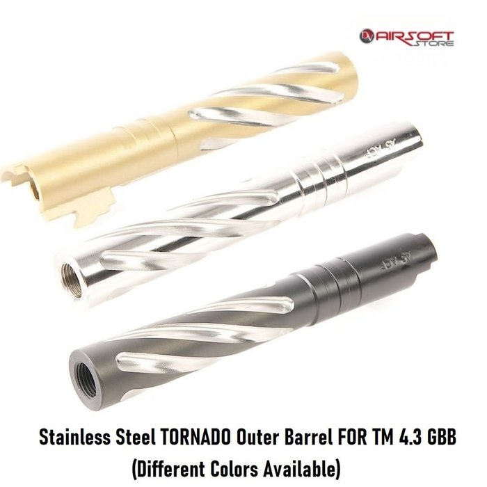 GK TACTICAL Stainless Steel TORNADO Outer Barrel FOR TM 4.3 GBB