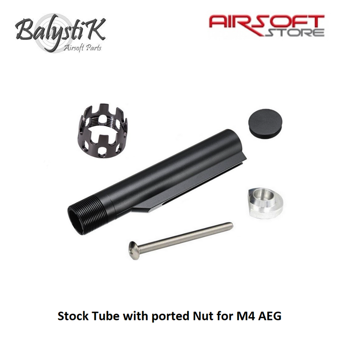 Balystik Stock Tube with ported Nut for M4 AEG