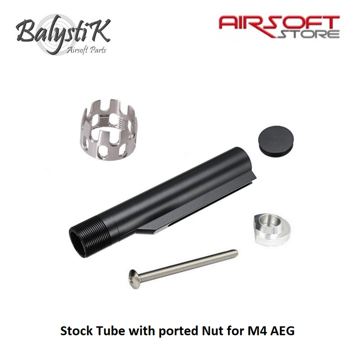Balystik Stock Tube with ported Nut for M4 AEG