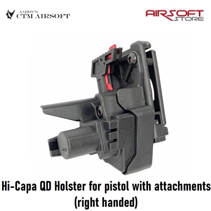 CTM Airsoft Hi-Capa QD Holster for pistol with attachments (right handed)