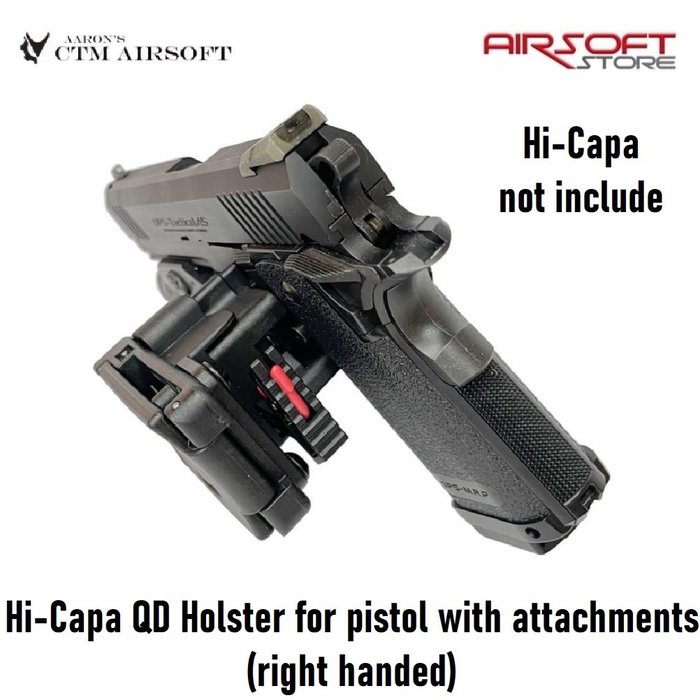 CTM Airsoft Hi-Capa QD Holster for pistol with attachments (right handed)