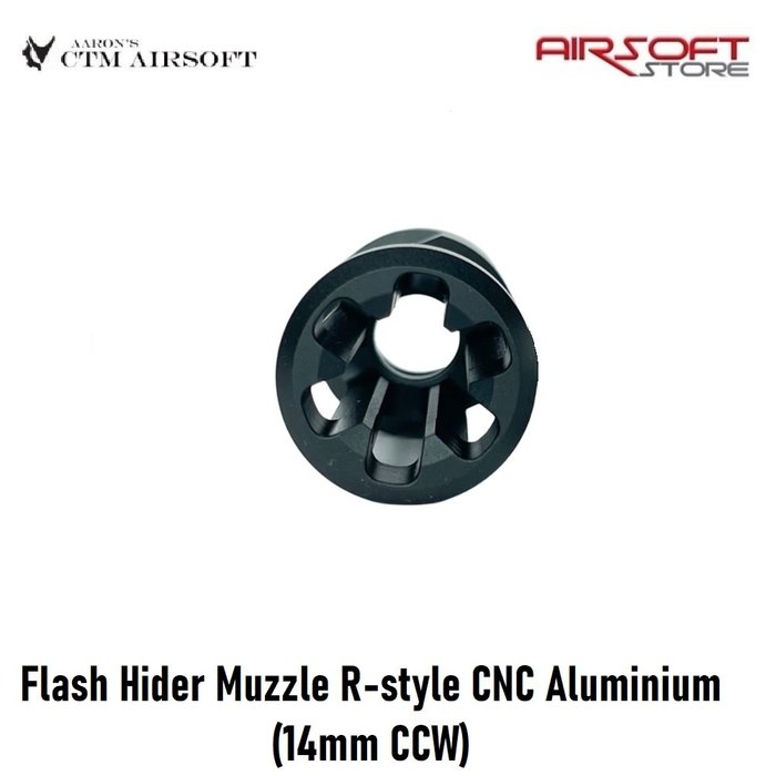 CTM Airsoft Flash Hider Muzzle R-style CNC Aluminium (14mm CCW)