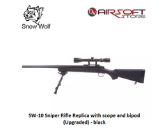 Snow Wolf SW-10 Sniper Rifle Replica with scope and bipod (Upgraded) - black