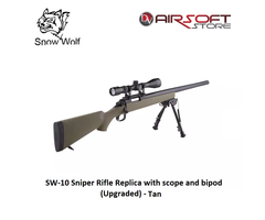 Snow Wolf SW-10 Sniper Rifle Replica with scope and bipod (Upgraded) - tan
