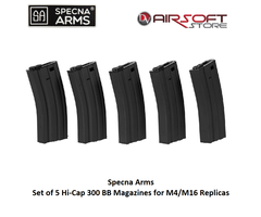 Specna Arms Set of 5 Hi-Cap 300 BB Magazines for M4/M16 Replicas