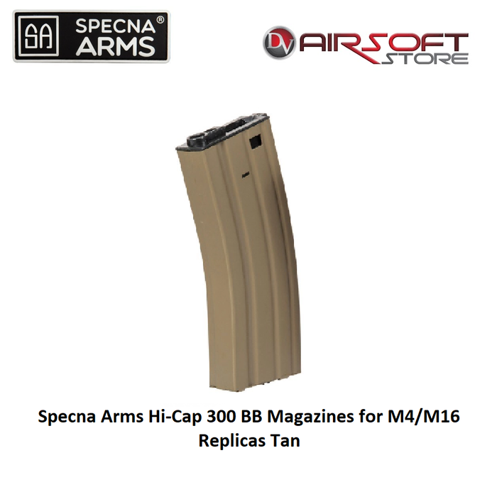 Specna Arms Hi-Cap 300 BB Magazines for M4/M16 Replicas Tan