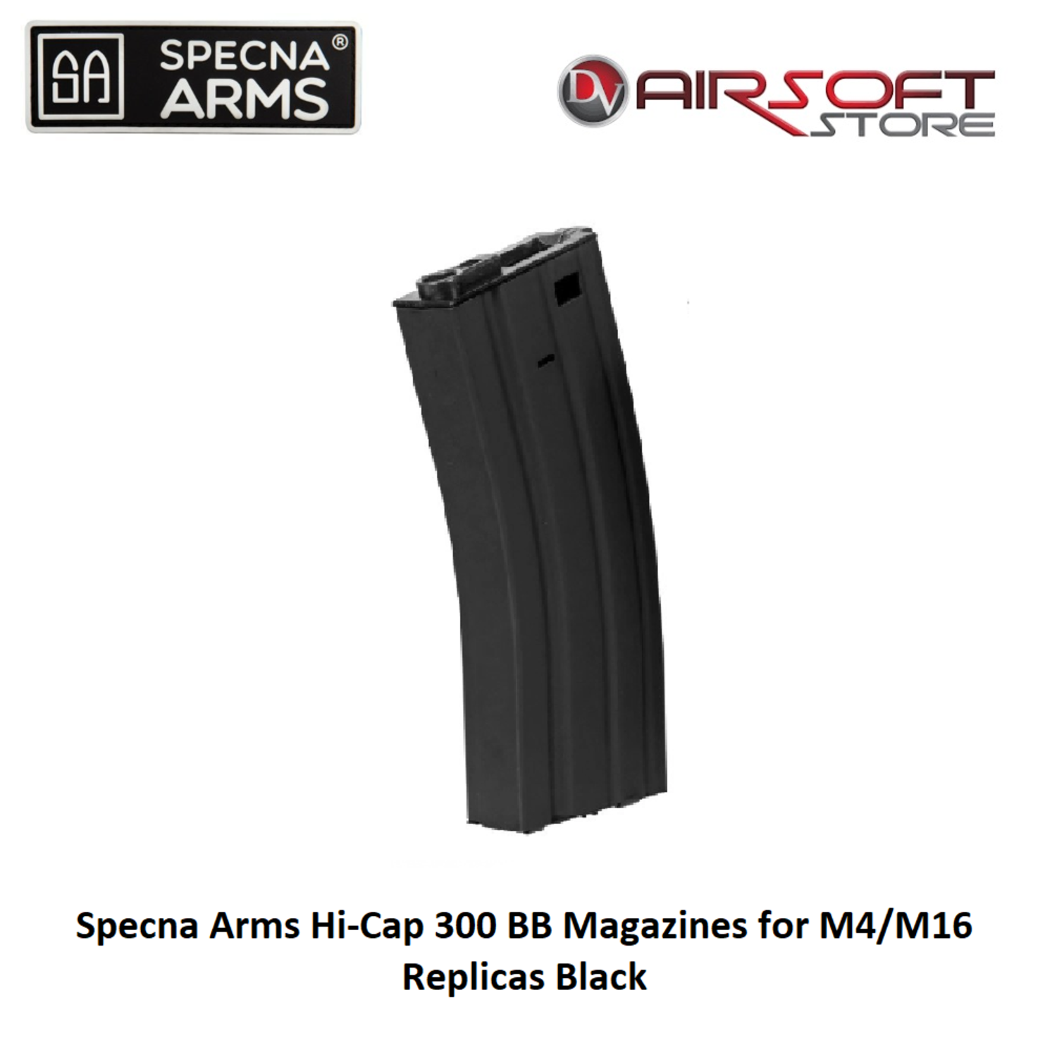 Chargeur Hi-Cap Specna Arms 300 Billes 6mm - Noir - Pour M4/M16 Airsoft