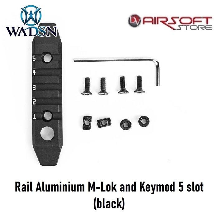 WADSN Rail Aluminium M-Lok and Keymod 5 slot (black)