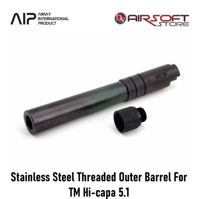 AIP Stainless Steel Threaded Outer Barrel For TM Hi-capa 5.1