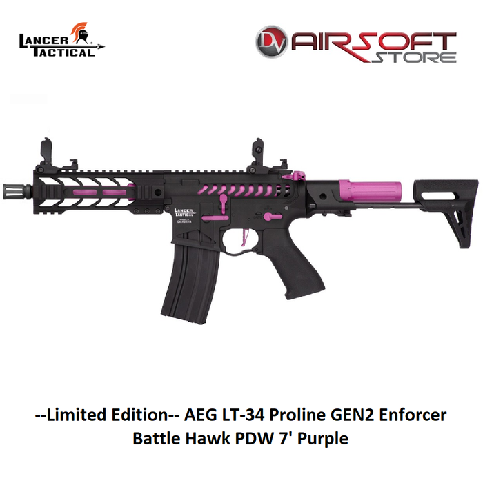 Lancer Tactical --Limited Edition-- AEG LT-34 Proline GEN2 Enforcer Battle Hawk PDW 7' Purple