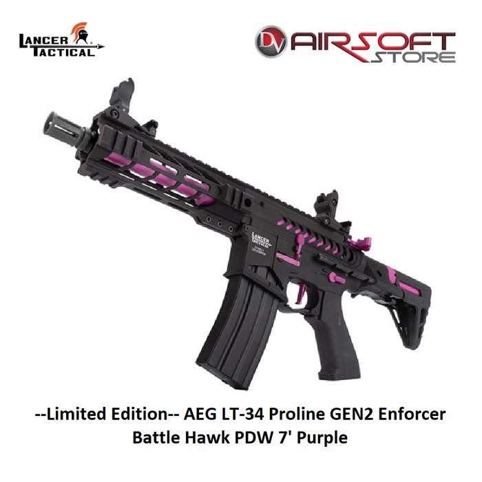 Lancer Tactical --Limited Edition-- AEG LT-34 Proline GEN2 Enforcer Battle Hawk PDW 7' Purple