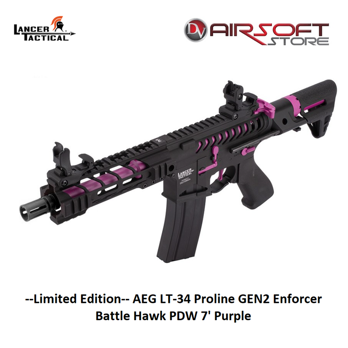 Lancer Tactical --Limited Edition-- AEG LT-34 Proline GEN2 Enforcer Battle Hawk PDW 7' Purple