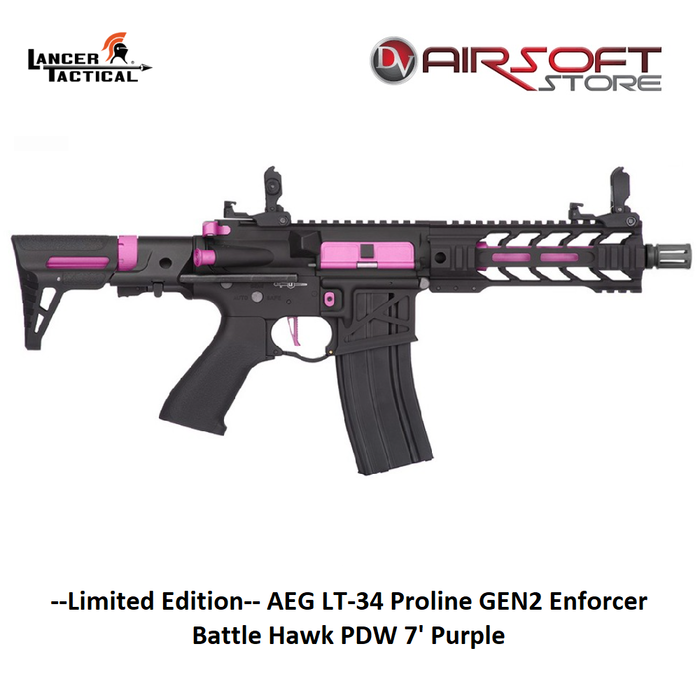 Lancer Tactical --Limited Edition-- AEG LT-34 Proline GEN2 Enforcer Battle Hawk PDW 7' Purple