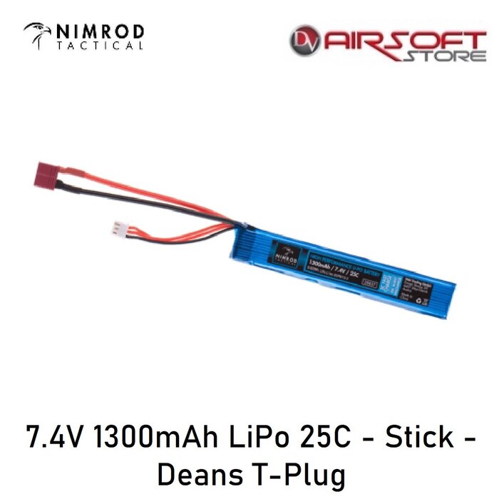 Nimrod 7.4V 1300mAh LiPo 25C - Stick - Deans T-Plug